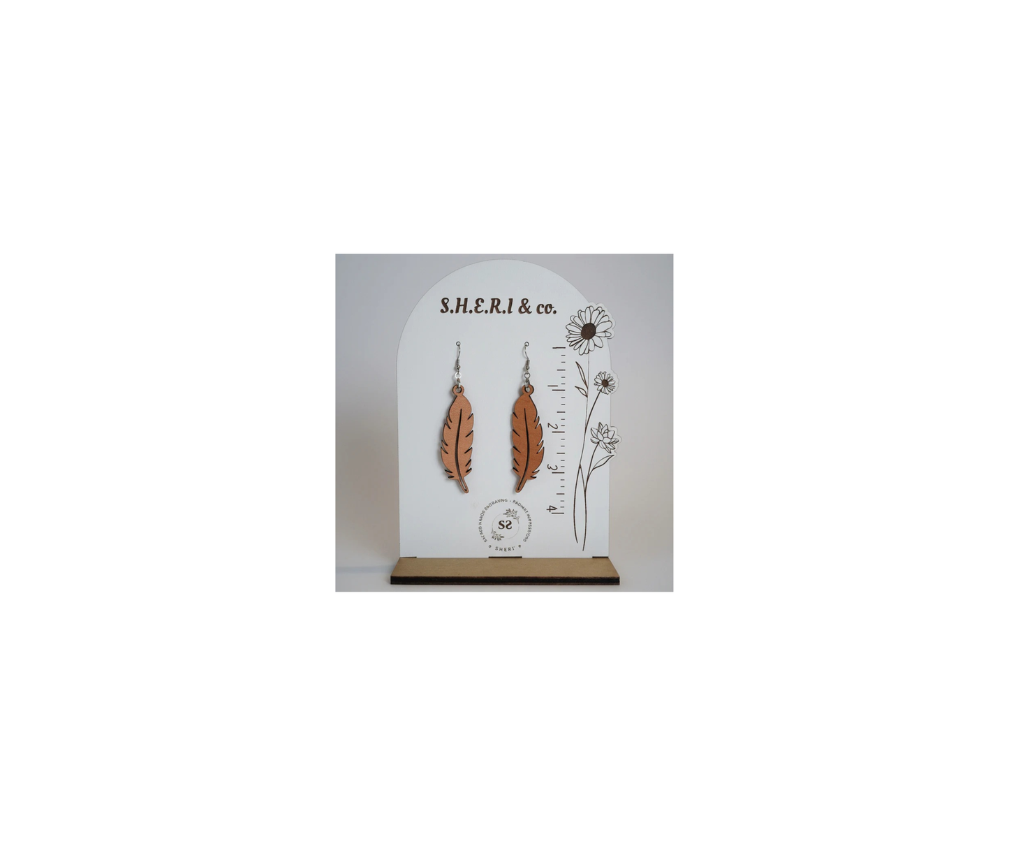 Cherry Wood Feather Earrings II | Handcrafted Wood
