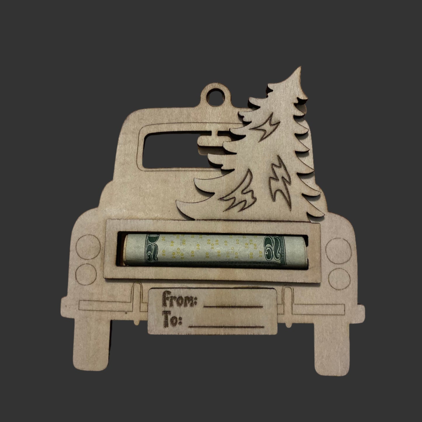 Vintage Truck Money Holder Ornament – Personalized Christmas Gift Tag