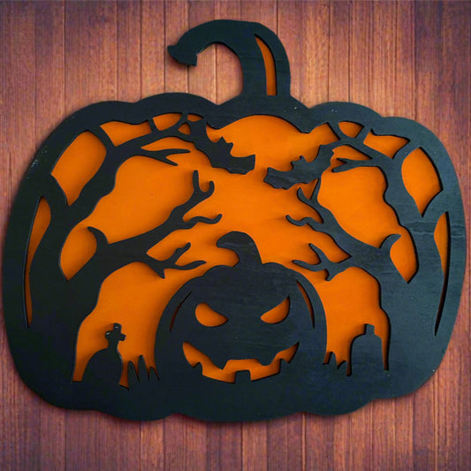 Haunted Harvest – Halloween Wall Hanging Pumpkin Silhouette
