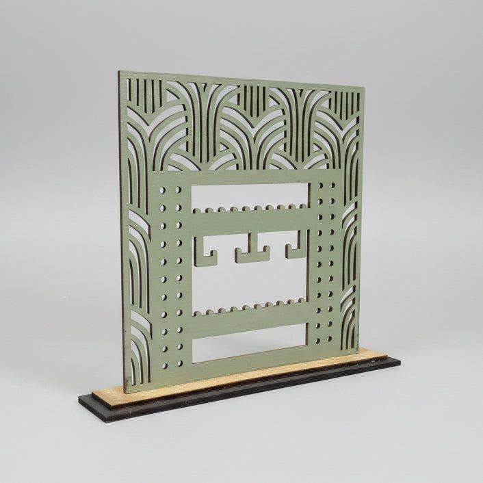 Reversible Earring Stand | Sage & Metallic Gold Handcrafted Wood