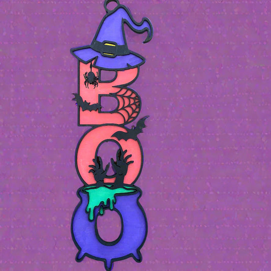 Spooky Stacked BOO Sign – Witchy, Ghostly, Bubbling Fun!