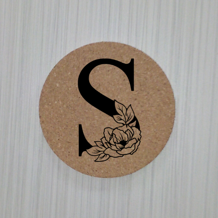 Slate Coaster- Floral monogram
