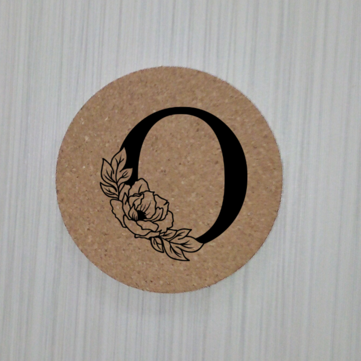Slate Coaster- Floral monogram