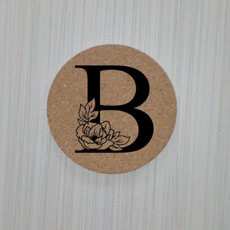 Slate Coaster- Floral monogram