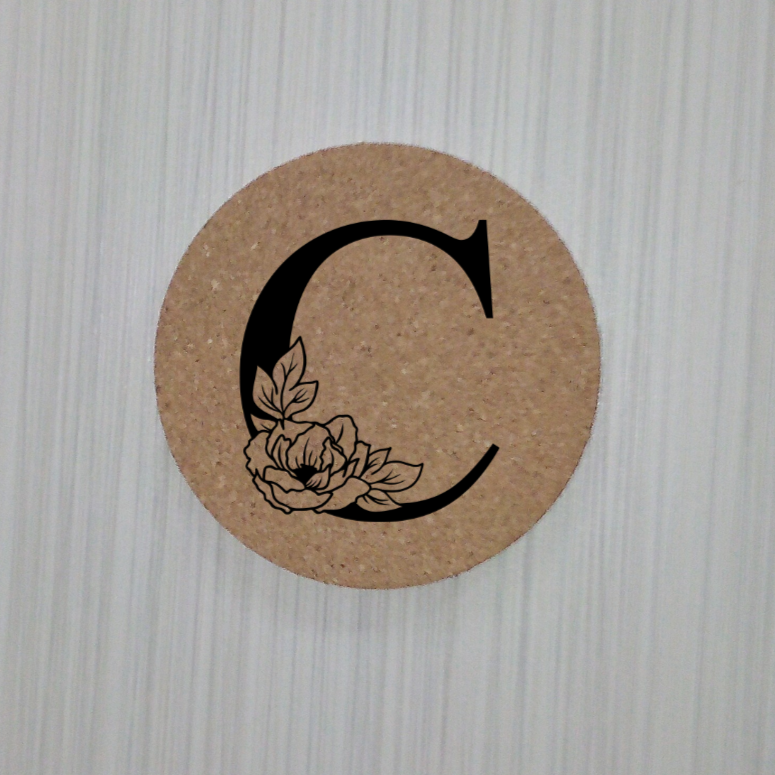 Slate Coaster- Floral monogram