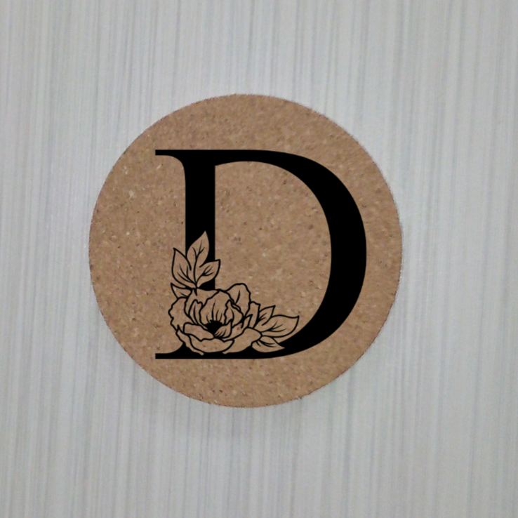 Slate Coaster- Floral monogram