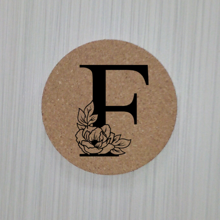 Slate Coaster- Floral monogram