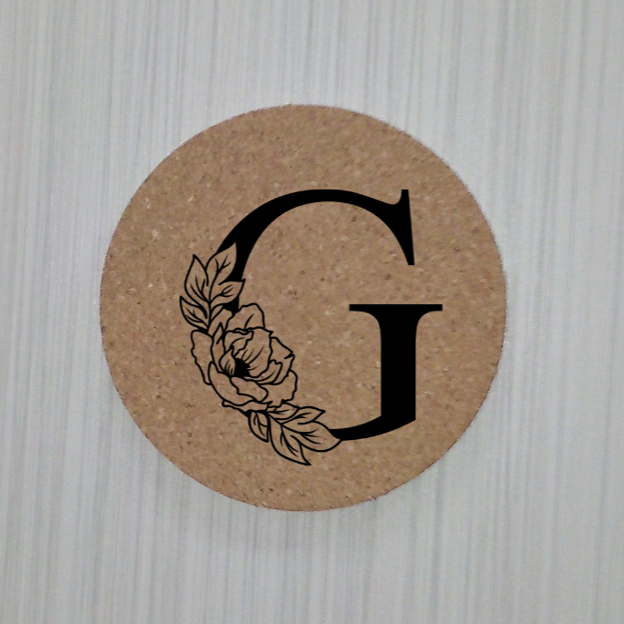 Slate Coaster- Floral monogram