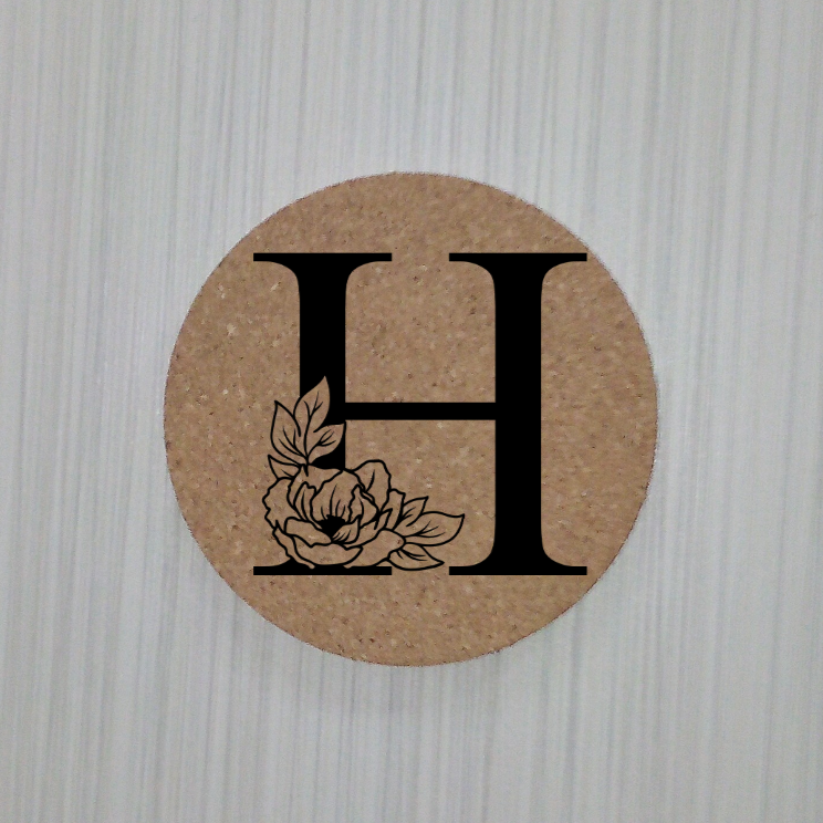 Slate Coaster- Floral monogram