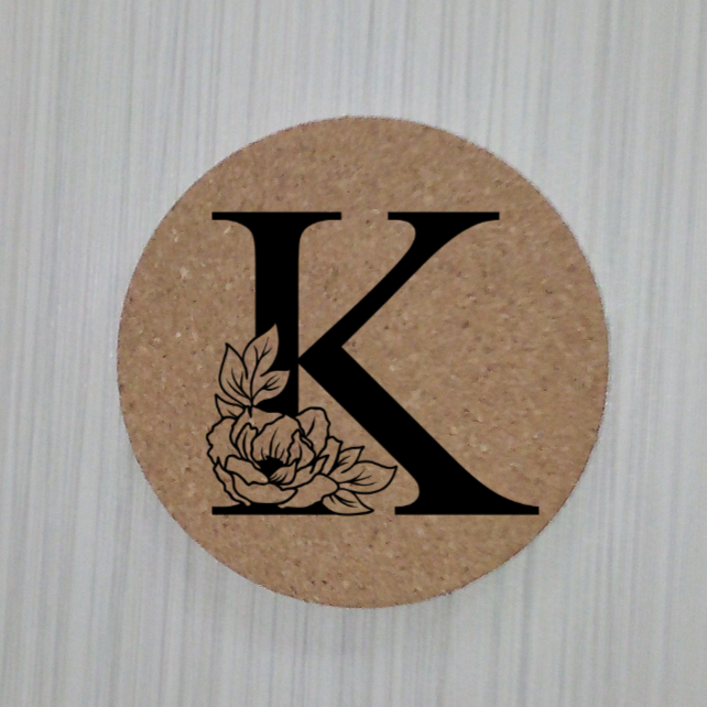 Slate Coaster- Floral monogram