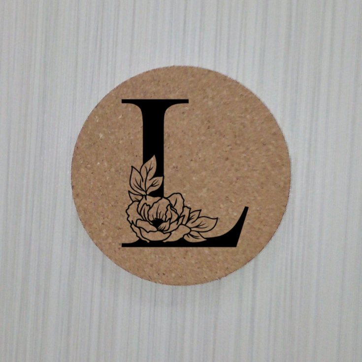 Slate Coaster- Floral monogram