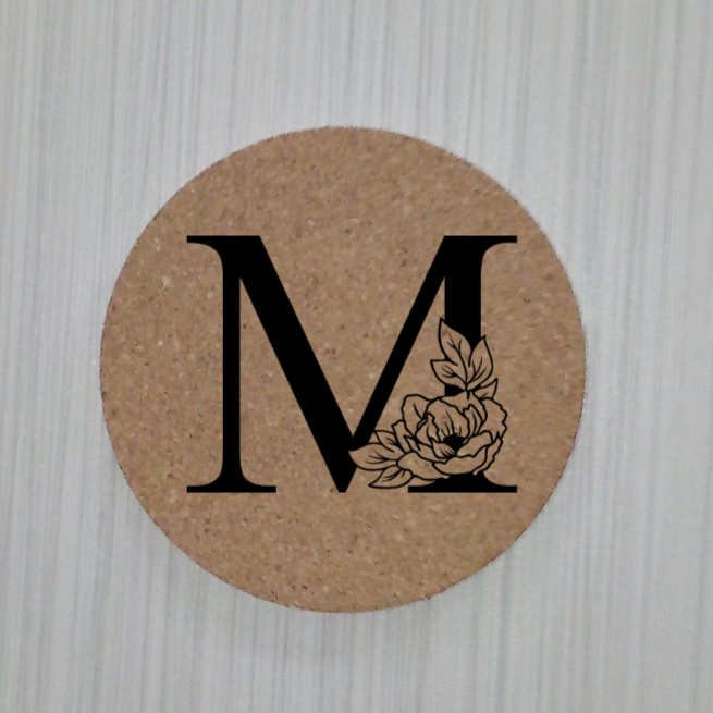Slate Coaster- Floral monogram