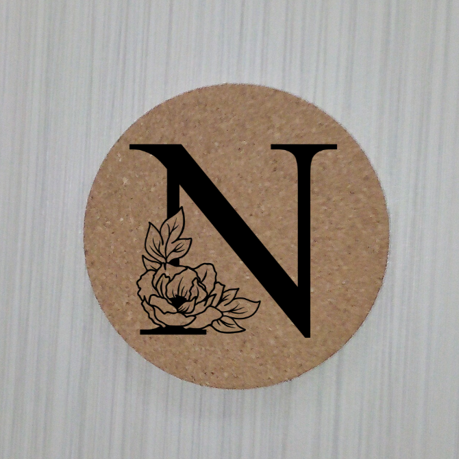 Slate Coaster- Floral monogram