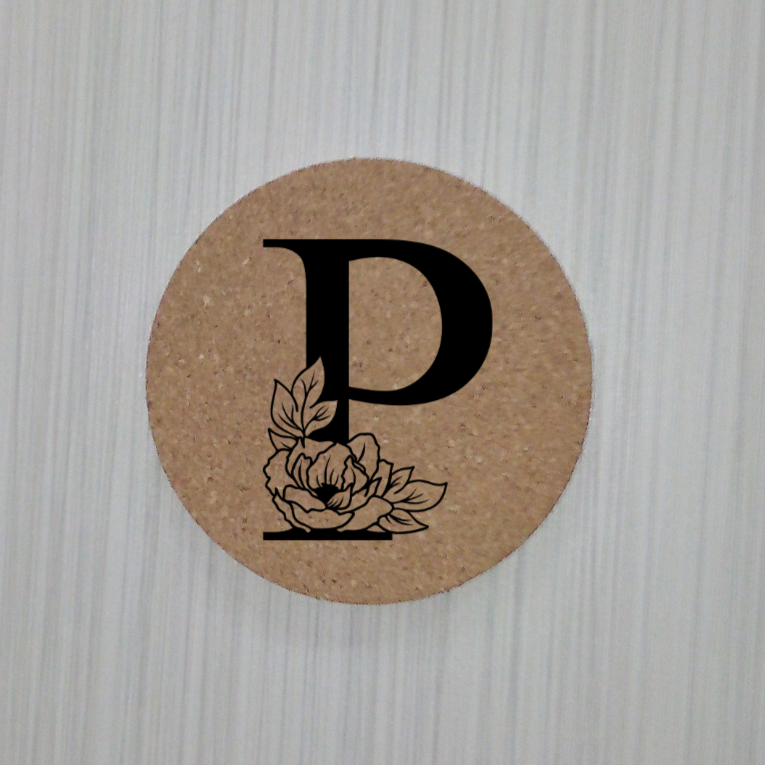 Slate Coaster- Floral monogram