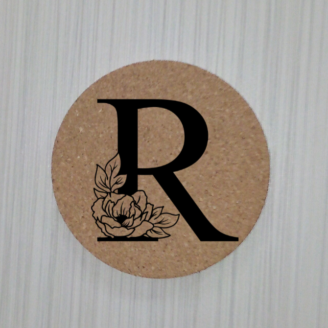 Slate Coaster- Floral monogram