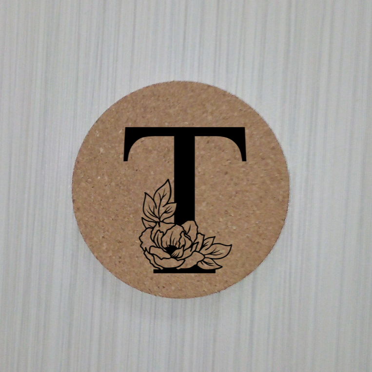 Slate Coaster- Floral monogram