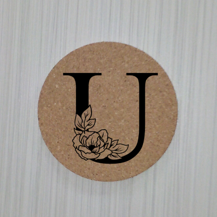 Slate Coaster- Floral monogram