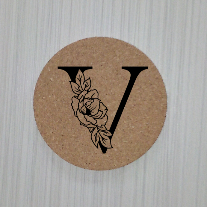 Slate Coaster- Floral monogram