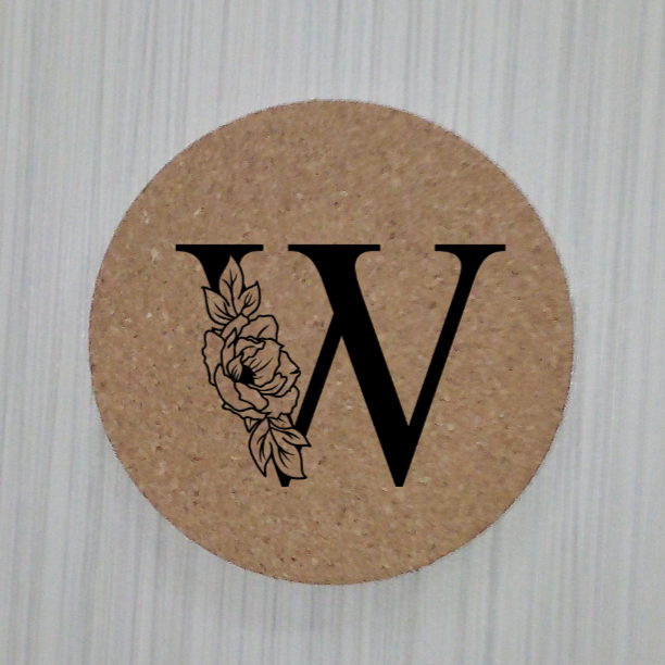 Slate Coaster- Floral monogram