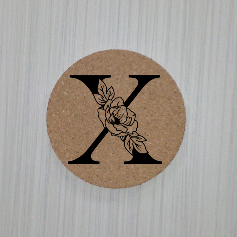 Slate Coaster- Floral monogram