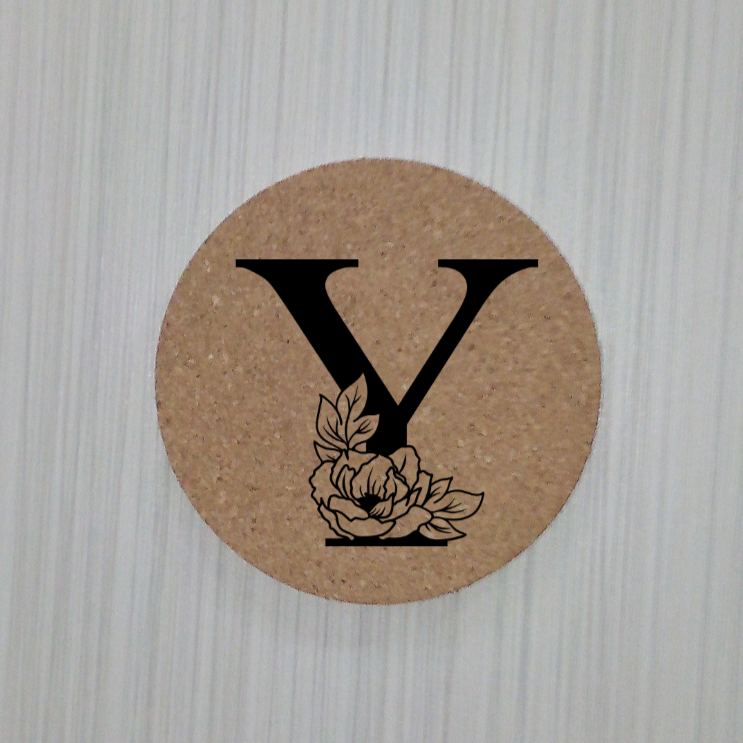 Slate Coaster- Floral monogram