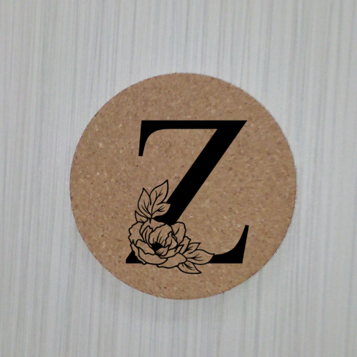 Slate Coaster- Floral monogram