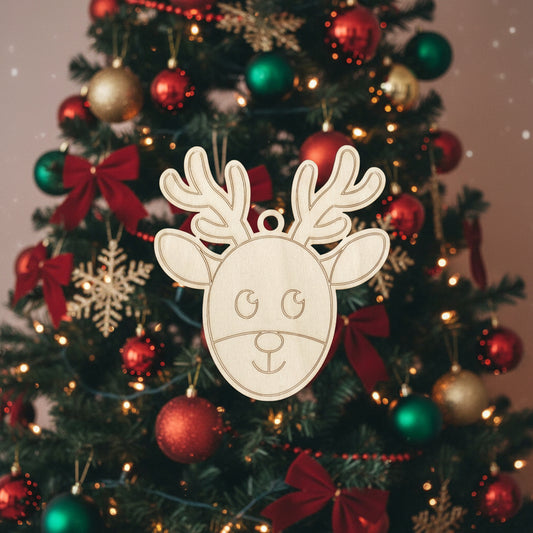 Reindeer Face Wood Ornament- DIY Ornament Kit