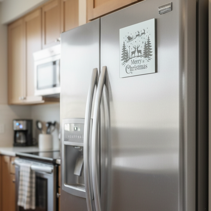 Merry Christmas Laser Engraved Mirror Magnet