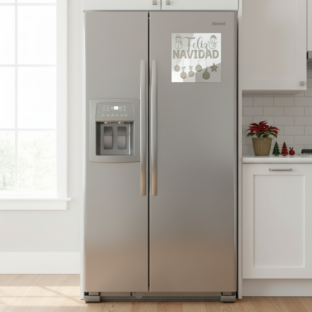 Feliz Navidad Laser Engraved Mirror Magnet