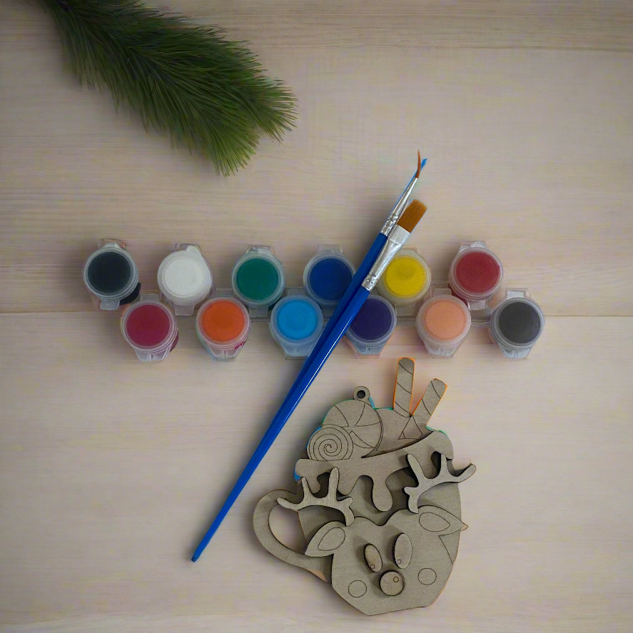 Reindeer-on-a-mug Ornament- DIY Ornament Kit