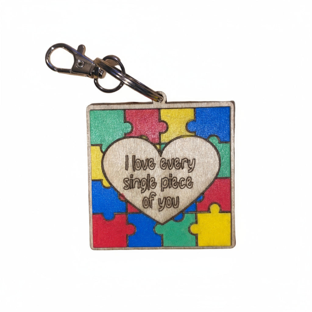 Every Piece Loved – Autism Puzzle Heart Keychain