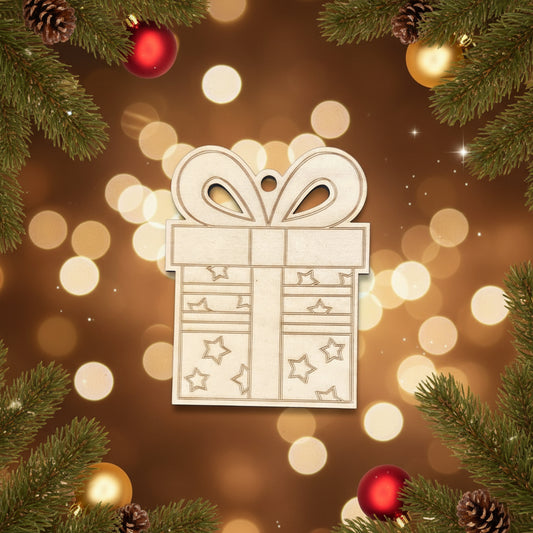 Christmas Present Wood Ornament- DIY Ornament Kit