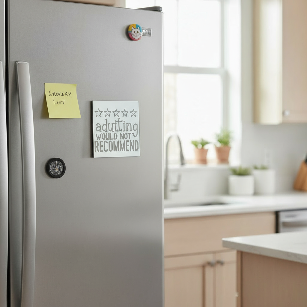 "Adulting- Would Not Recommend" Laser Engraved Mirror Magnet