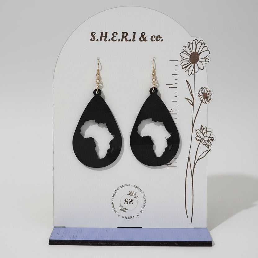 Africa Teardrop Earrings | Handcrafted Birch Wood