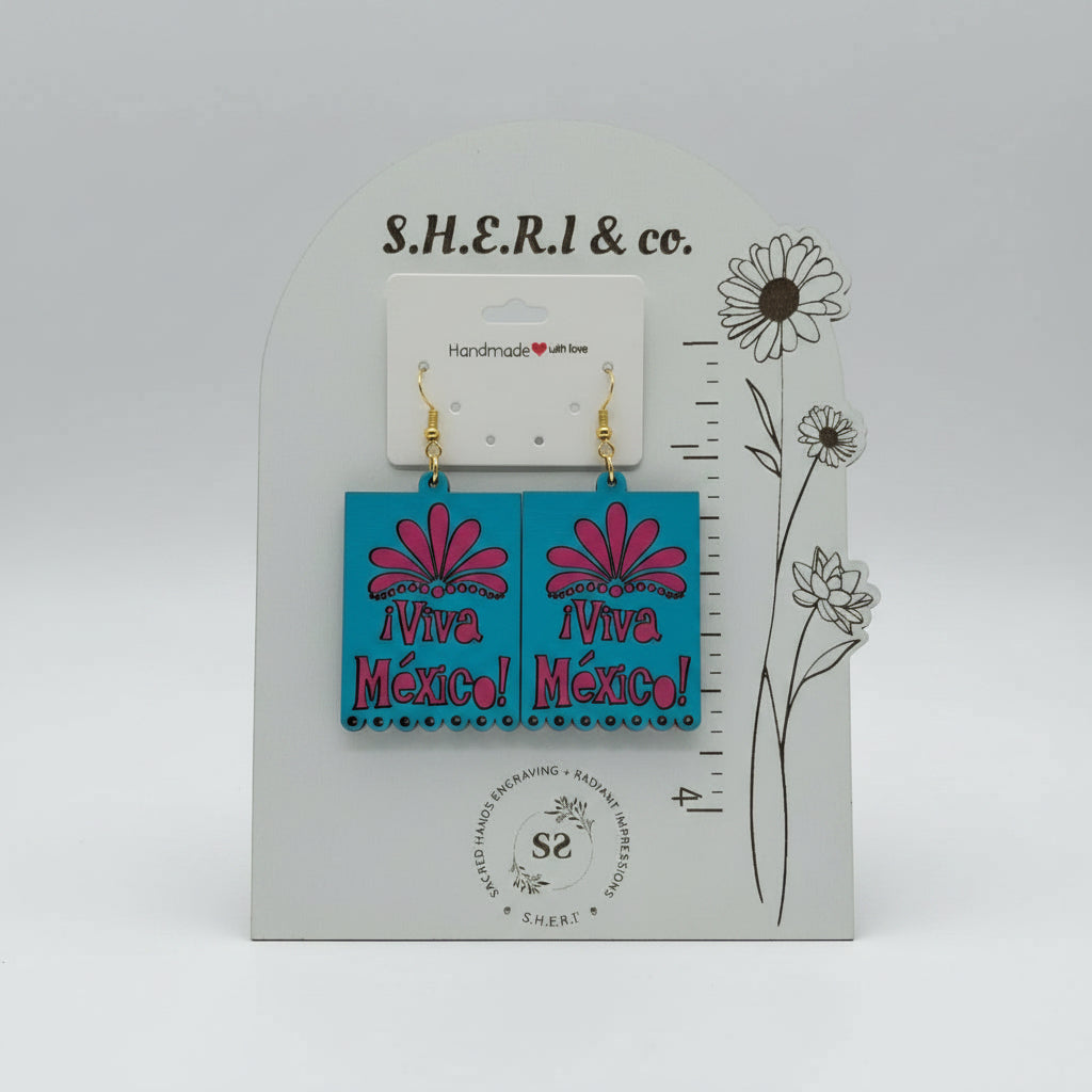 Viva México Picado Earrings | Handcrafted Birch Wood