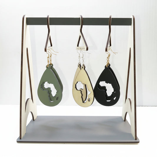 Africa Teardrop Earrings | Handcrafted Birch Wood