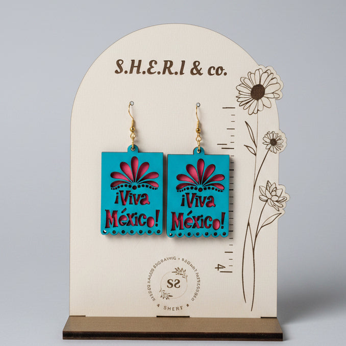 Viva México Picado Earrings | Handcrafted Birch Wood