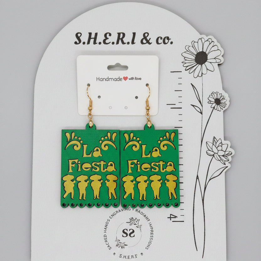 La Fiesta Mariachi Earrings | Handcrafted Birch Wood