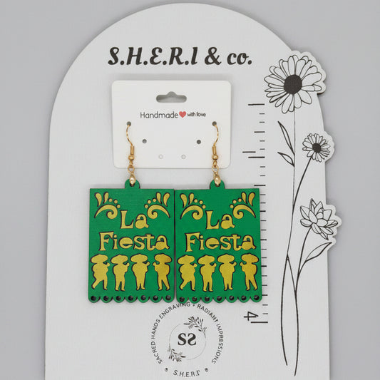 La Fiesta Mariachi Earrings | Handcrafted Birch Wood