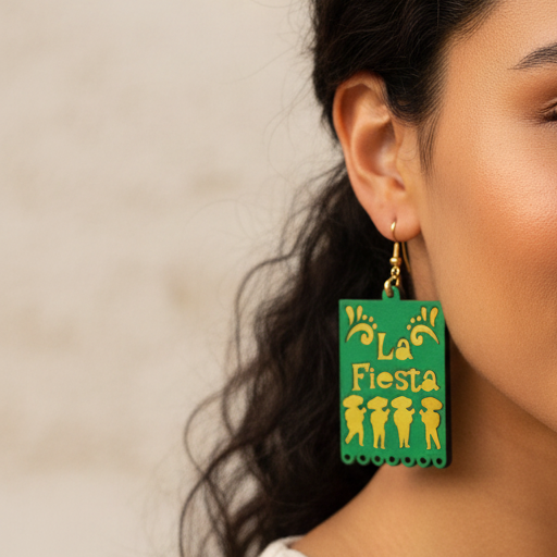 La Fiesta Mariachi Earrings | Handcrafted Birch Wood
