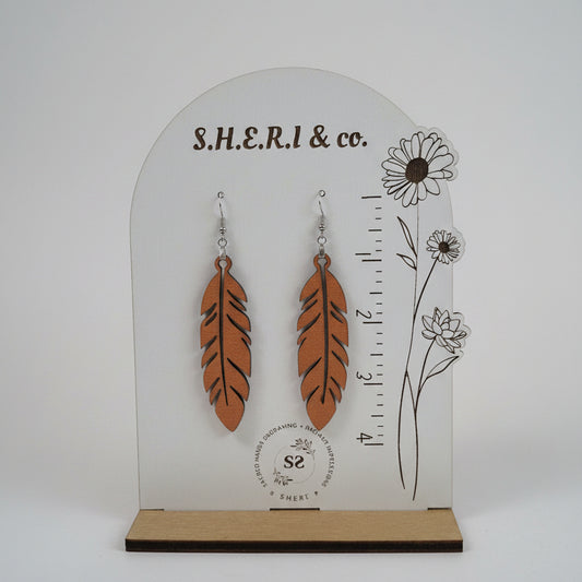 Cherry Wood Feather Earrings | Handcrafted Wood