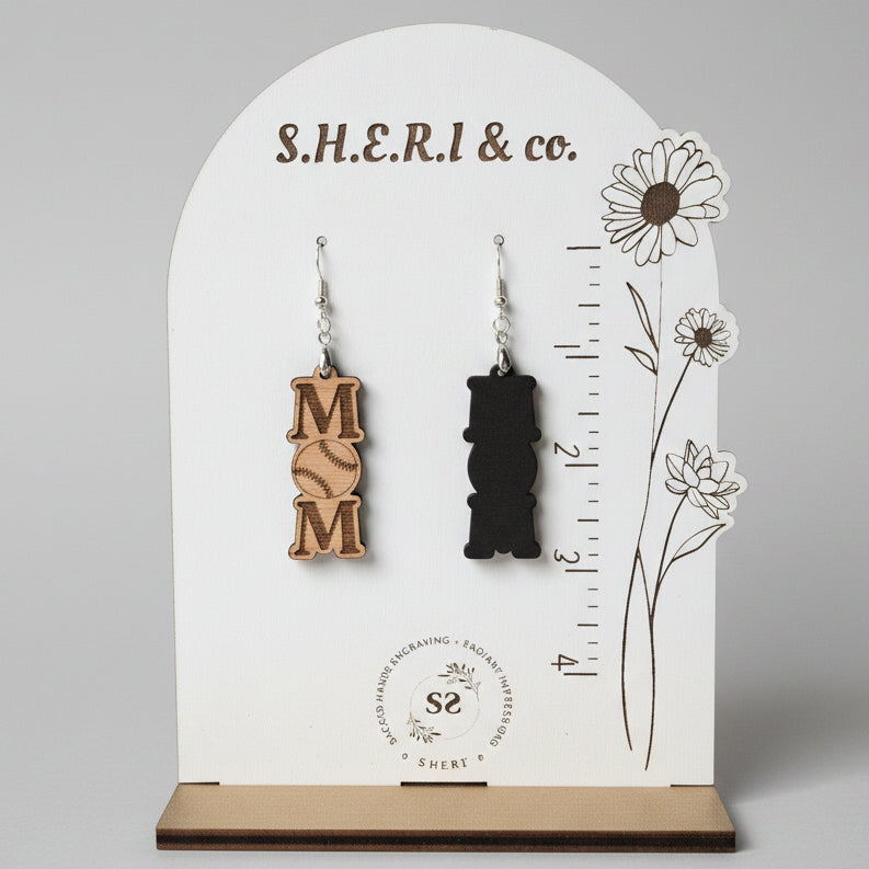 Baseball Mom Earrings | Handcrafted Birch Wood