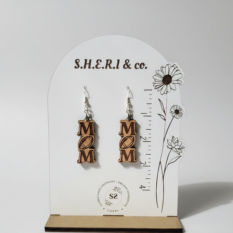 Football Mom Earrings | Handcrafted Birch Wood
