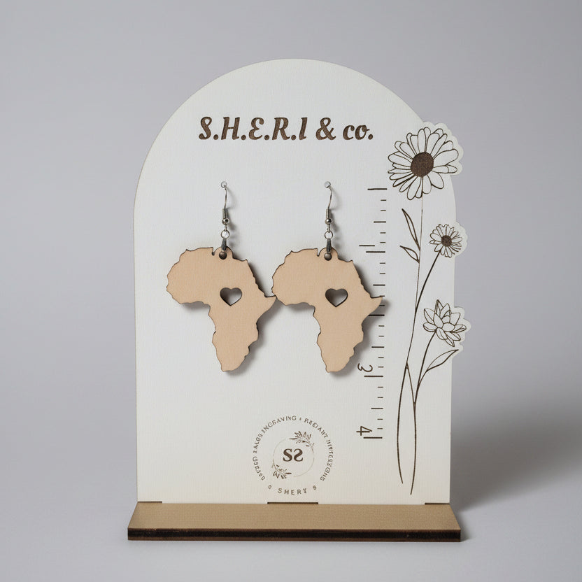 Heart of Africa Earrings | Handcrafted Birch Wood