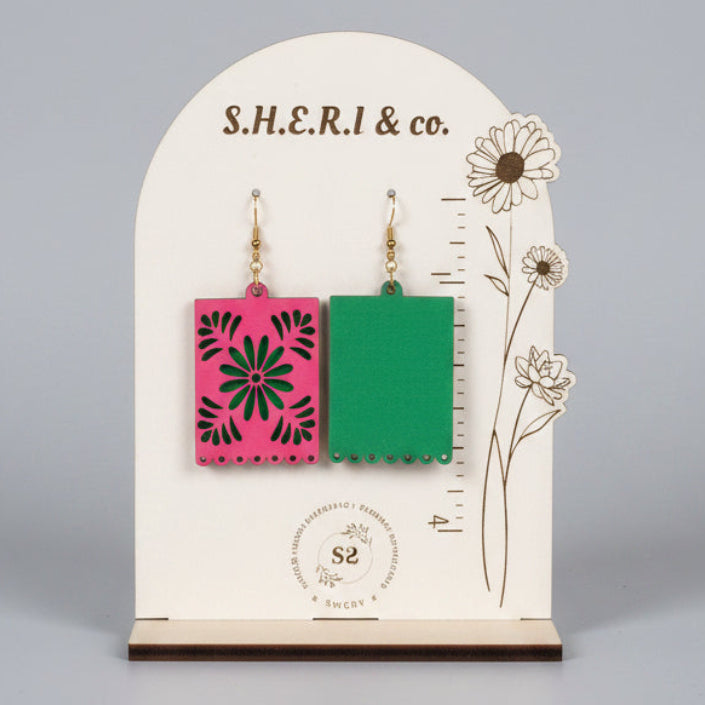 Floral Picado Earrings | Handcrafted Birch Wood