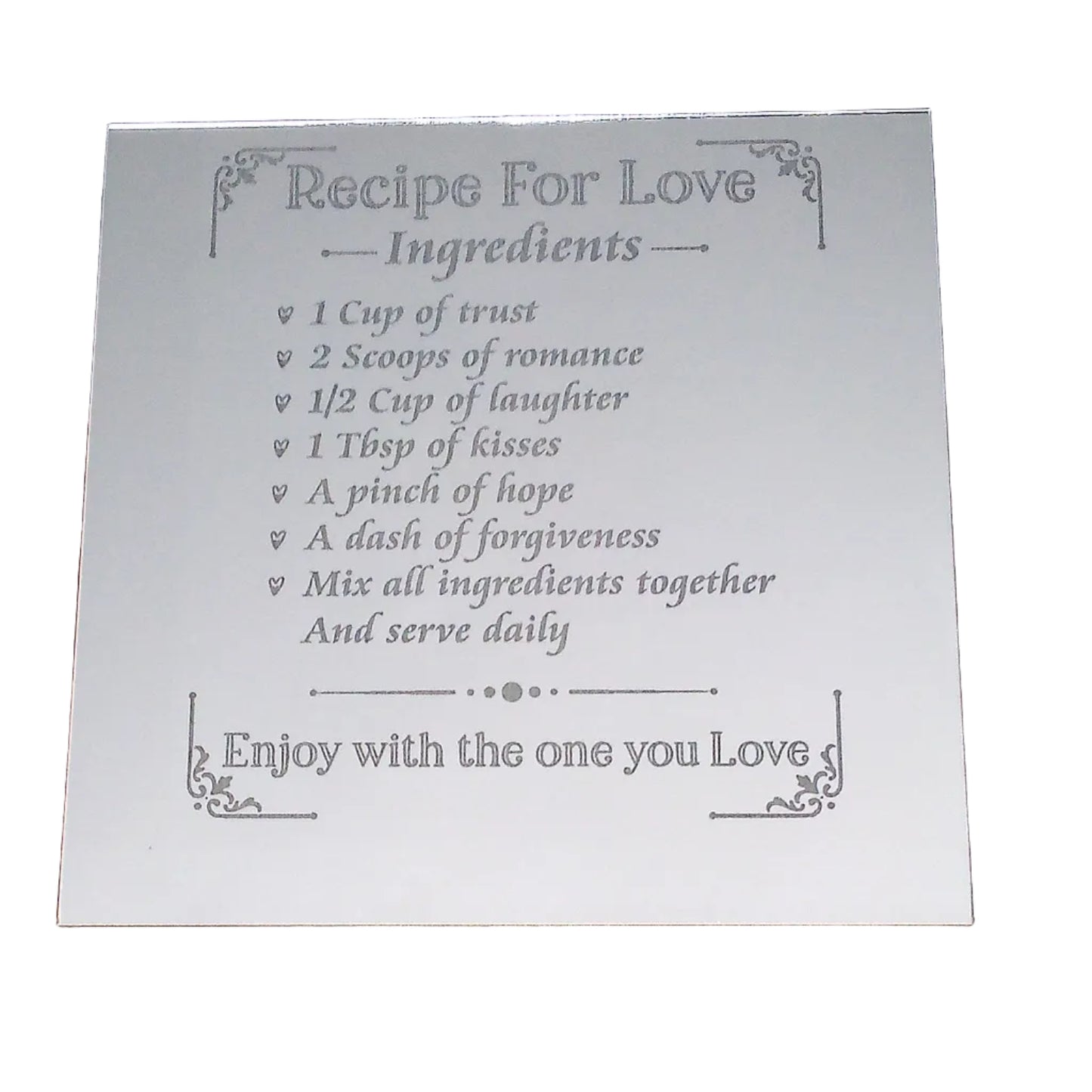 Recipe For Love- Mirror with LED Stand