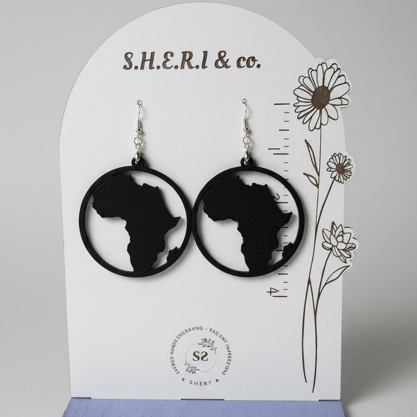 Africa Silhouette Circle Earrings | Handcrafted Birch Wood