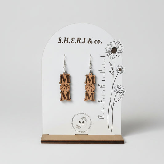 Basketball Mom Earrings | Handcrafted Birch Wood