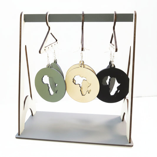 Africa Cut-Out Circle Earrings | Handcrafted Birch Wood