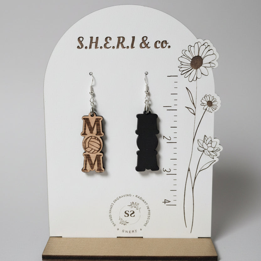 Volleyball Mom Earrings | Handcrafted Birch Wood